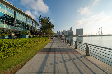 Quiet Singapore tourist spots with less tourists and cars during the pandemic of Coronavirus...