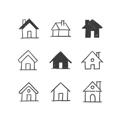 House doodle illustrations, hand drawn cute homes. Stay home campaign. #stayhome