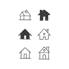 House doodle illustrations, hand drawn cute homes. Stay home campaign. #stayhome