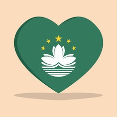 The national flag of macau love icon isolated on cream background vector illustration