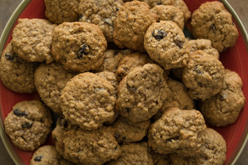 Pile of oatmeal cookies on a plate