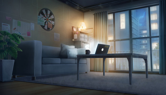 picture Cozy Living Room Night Time adobe stock