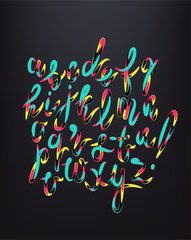 Hand drawn colorful alphabet. Vector illustration