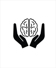 brain with hand flat icon,vector best flat design icon.