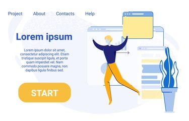 Cheerful Successful Businessman, Cartoon Character Happy and Exited with Excellent Job Results or New Business Idea. Positive Emotions Expression, Goals Achievement. Flat Vector Illustration.