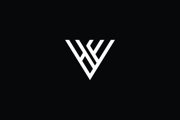 Minimal elegant monogram art logo. Outstanding professional trendy awesome artistic HW WH initial based Alphabet icon logo. Premium Business logo White color on black background