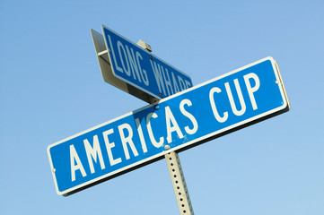 "Americas Cup" street sign in Newport, Rhode Island