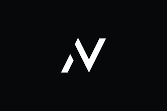 Minimal elegant monogram art logo. Outstanding professional trendy awesome artistic N NV VN AV VA initial based Alphabet icon logo. Premium Business logo White color on black background