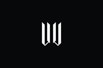 Minimal elegant monogram art logo. Outstanding professional trendy awesome artistic WU UW initial based Alphabet icon logo. Premium Business logo White color on black background