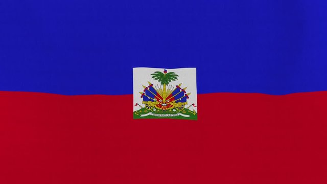 Loopable: Flag of Haiti...Haitian official flag gently waving in the wind. Highly detailed fabric texture for 4K resolution. 15 seconds loop.
