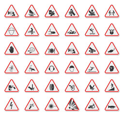 Warning Hazard Symbols labels Sign Isolate on White Background,Vector Illustration