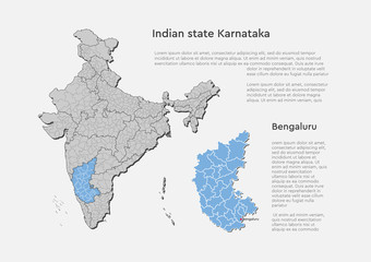 India country map and Karnataka state template