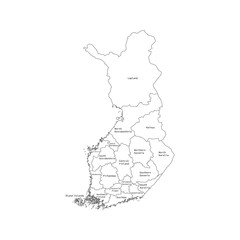 Vector illustration of administrative division map of Finland. Vector map..