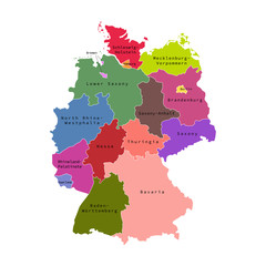 Vector illustration of administrative division map of Germany. Vector map.