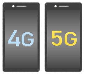 4Gと5Gの黒い画面のスマートフォン