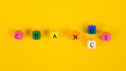 Word CHANGE to CHANCE on yellow background