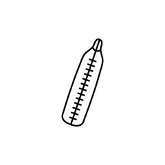 Thermometer. Doodle icon. Drawing by hand. Coloring book. Vector illustration.