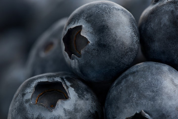 Ripe fresh blueberries super close up. Design, vegetarian lifestyle, eye vitamins. Natural background. Forest berries. 