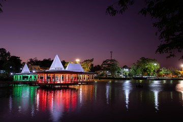 City hall evening in a park in Asia