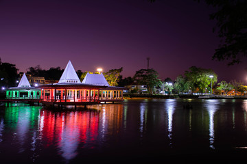 Fototapeta premium City hall evening in a park in Asia