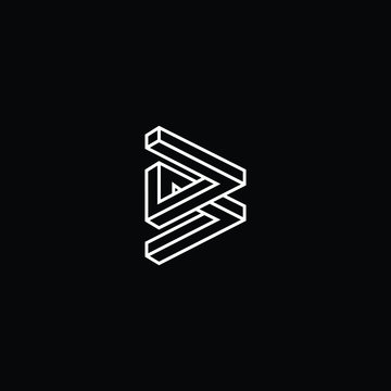 Minimal elegant monogram art logo. Outstanding professional trendy awesome artistic 3D B initial based Alphabet icon logo. Premium Business logo White color on black background