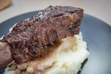 Close-up view of beef ribs.