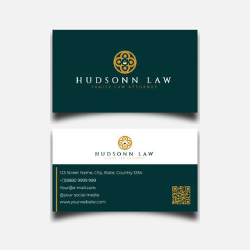Law firm, lawyer business card minimalis with logo family design template 