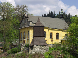 Fototapeta premium Baroque church of St. James the Greater in Zelezny Brod. Northern Bohemia, Czech Republic.