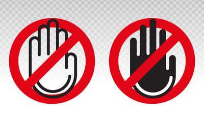 Stop sign with hand / palm flat icons for apps and websites