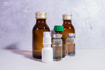 Medical jars with medicine, drugs, etc. The medicine.