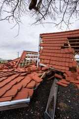 Broken roof after a storm