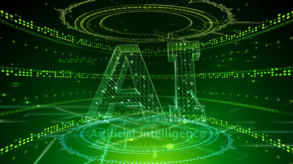 AI artificial intelligence digital network computer technology 3D illustration.