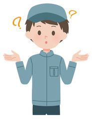 作業着の男性　ポーズ