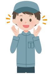 作業着の男性　ポーズ