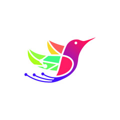 creative bird technology logo template