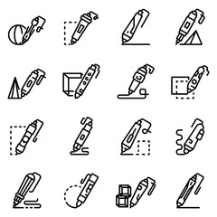 3d pen icons set. Outline set of 3d pen vector icons for web design isolated on white background