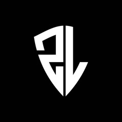 ZL logo monogram with shield shape design template