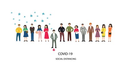 Social distancing concept (COVID-19) group of people vector illustration