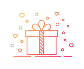 Gift box outline color flat illustration. Gift box orange color line illustration isolated on white background. Gift box vector illustration for web, mobile app, ui design. Holiday shopping concept