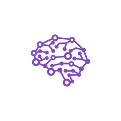 head brain with a line connecting to circle logo template