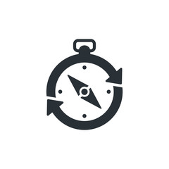 flat vector image on white background, compass icon with arrows