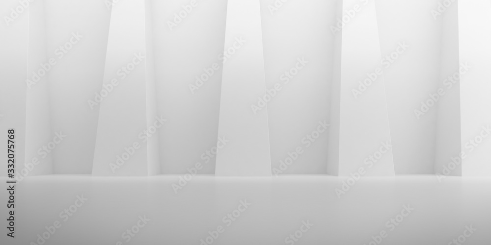 Poster abstract of concrete space with sun light cast the shadow on the wall ,geometric structure, museum s