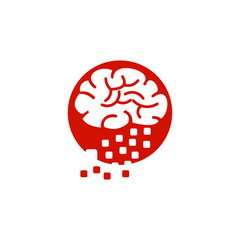 brain with a line connecting to circle logo template