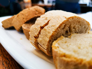 French baguette bread on table