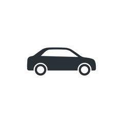 flat vector image on a white background, car icon in the form of a silhouette in black