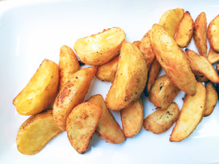 Golden French fries potatoes ready to be eaten