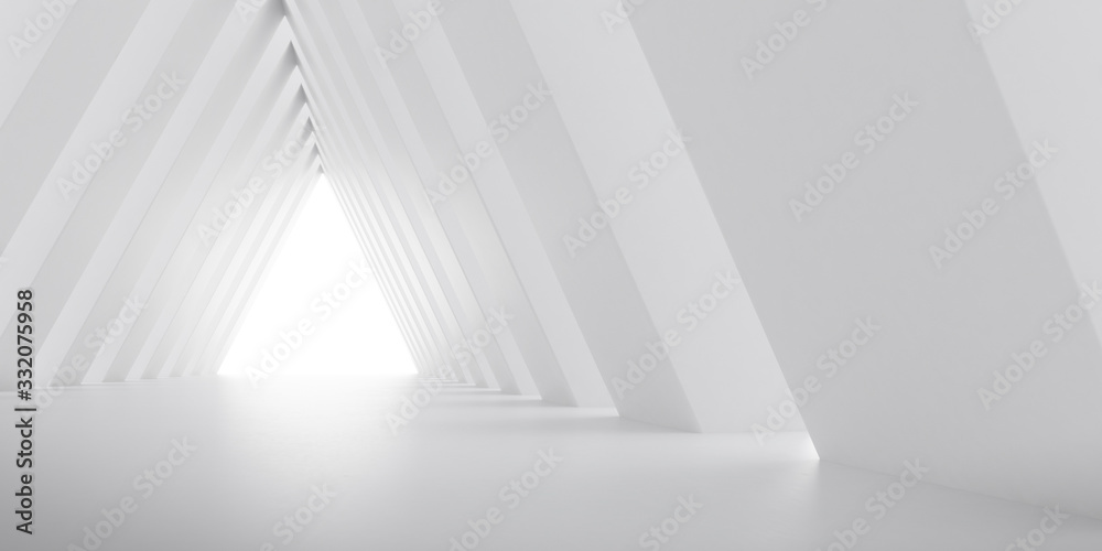 Poster abstract of white concrete interior with the light cast shadow on the wall ,geometric structure,pers