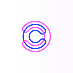 Abstract vector linear logo monogram combination of letters L and O, thick stroke