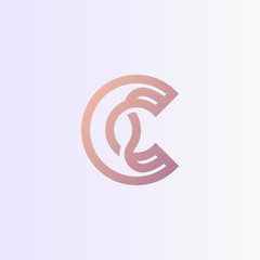 Abstract figure. Letter C vector logo, linear monogram symbol in the shape of a ball with a thick outline.