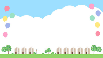 建売住宅のフレームイラスト_16:9